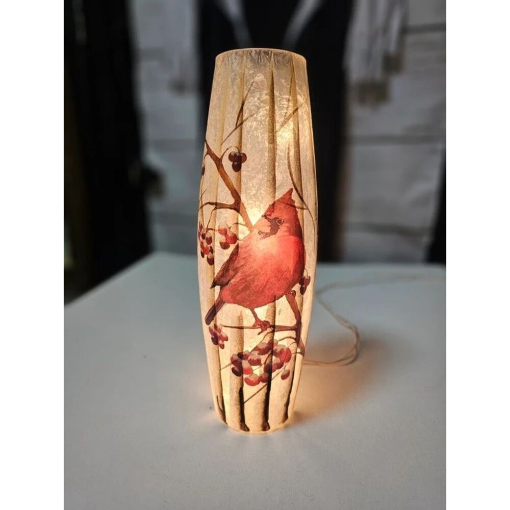 Stony Creek Cardinal Lighted Glass Vase Lamp Barb Tourtillotte